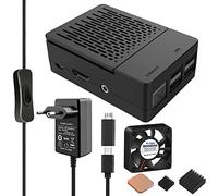 GeeekPi Boîtier Raspberry Pi 3B+ avec Alimentation USB C 18W 5V 3.6A, Interrupteur On/Off, Ventilateur, Dissipateurs et Adaptateur Micro USB pour 3B/3B+
