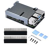 GeeekPi Coque Raspberry Pi 4, boîtier armure Raspberry Pi avec refroidissement passif, boîtier en aluminium CNC avec dissipation de la chaleur, dissipateur thermique, bande thermique pour Raspberry Pi