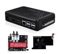 GeeekPi DeskPi Lite Pi5 Case with Power Button,PCIe to M.2 Hat,Active Cooler, and Dual Full-Size HDMI for Raspberry Pi 5, Supports M.2 NVMe M-Key 2230/2242/2260/2280 SSDs