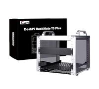 GeeekPi DeskPi RackMate T0 Plus Armoire Serveur 4U 10", Mini Rack de 260 mm de Profondeur avec étagère et Panneau Aveugle, pour NAS, AV et Technologie réseau (Argent)