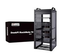 GeeekPi DeskPi RackMate T2 12U Armoire serveur de 25,4 cm, 260 mm de profondeur avec étagère, panneau vierge, panneau de brassage, pour équipement AV, NAS et serveur de 25,4 cm (noir)