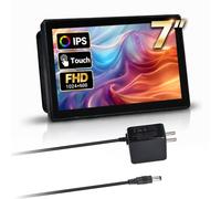 GeeekPi Écran tactile IPS 7" avec boîtier pour Raspberry Pi | Résolution 1024 x 600, tactile capacitif, double haut-parleur, entrée HDMI et USB-C, support réglable