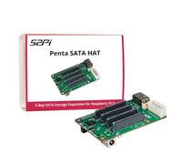 GeeekPi Extension de mémoire SATA 5 baies pour Raspberry Pi 5, 52Pi Penta SATA HAT pour Raspberry Pi 5 2 Go/4 Go/8 Go/16 Go, PCIe, compatible NAS, avec bloc d'alimentation 12 V CC