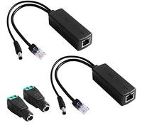 GeeekPi Lot de 2 adaptateurs répartiteurs PoE 48 V vers 12 V, conforme à la norme IEEE 802.3af 10/100 Mbps PoE avec sortie 12 V pour caméra IP, point d'accès sans fil et téléphone VoIP