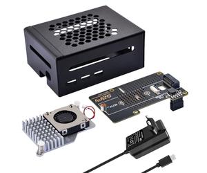 GeeekPi Metal Case for Raspberry Pi 5,with N04 M.2 NVMe SSD PCIe Peripheral Board,Official Active Cooler and 27W USB C Power Adapter for Raspberry Pi 5 8GB 4GB