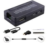 GeeekPi pour Raspberry Pi Zero/Zero W, démarrage Kit avec Acrylique Raspberry Pi Zero Case, en-tête GPIO 20 Broches, Câble OTG, Câble de commutateur, Adaptateur HDMI, radiateur et Tournevis (Noir)