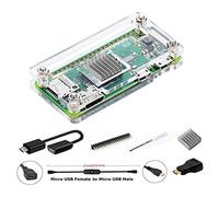 GeeekPi pour Raspberry Pi Zero / Zero W, Kit de démarrage avec acrylique Raspberry Pi Zero Case, En-tête GPIO 20 broches, Câble OTG, Câble de commutateur, Adaptateur HDMI, radiateur et tournevis