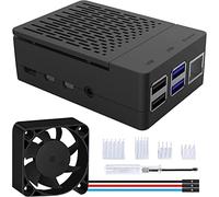 GeeekPi PWM Boîtier pour Raspberry Pi 4 Model B, avec Ventilateur 40X40X10mm et 4pcs Raspberry Pi 4 Dissipateurs (Noir)
