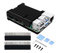 GeeekPi Raspberry Pi 4 Case, Raspberry Pi Armor Case with Passive Cooling,Raspberry Pi CNC Aluminum case with Heat Dissipation Heatsink Thermal Tape for Raspberry Pi 4B(Black)