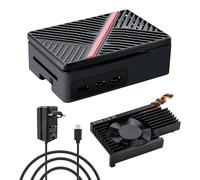 GéeekPi Raspberry Pi 5 ABS Case with USB-C Power Supply 27W, Armor Lite V5 Active Cooler for Raspberry Pi 5 (1GB/2GB/4GB/8GB), Noir