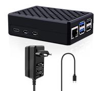 GeeekPi Raspberry Pi 5 Aluminium Gehäuse mit USB-C Netzteil 27W,Raspberry Pi 5 Armor Gehäuse mit Passive Kühlung,Raspberry Pi 5 USB-C Netzteil für Raspberry Pi 5 4GB/8GB