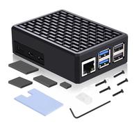GeeekPi Raspberry Pi 5 Boîtier en aluminium avec refroidissement passif - Armor Case avec autocollant conducteur thermique Heatsink Cooler pour modèles 4 Go/8 Go