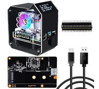 GeeekPi Raspberry Pi ABS Mini Tour NAS Kit, Boîtier Refroidisseur de Tour de Glace avec Alimentation, Carte d'Extension SSD M.2 SATA et Écran OLED 0,96 Pouce pour Pi 4B