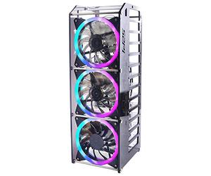 GeeekPi Raspberry Pi Cluster Boîtier, Raspberry Pi Rack Boîtier Stackable Boîtier avec Ventilateur 120mm RGB LED 5V pour RPi 4B/3B+/3B/2B/B+ et Jetson Nano (12-Couches)