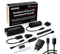 GeeekPi Raspberry Pi Zero 2 W Kit avec Raspberry Pi Zero 2 W Boîtier, Alimentation, Dissipateur, 4 Port USB HUB,en-tête GPIO 20 Broches, câble OTG, Adaptateur HDMI et Tournevis(Noir)