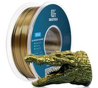 GEEETECH Filament double couleur effet soie 1,75 mm, 1 kg/bobine pour imprimante 3D, soie doré et noir