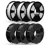 GEEETECH Filament PETG, noir, 3 x 1 kg + blanc, 3 x 1 kg, pour imprimante 3D