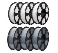 GEEETECH Filament PLA 1,75mm 6KG, PLA Filament pour imprimante 3D, Précision Dimensionnelle +/- 0,03 mm, Total 6kg, 1kg par Bobine,Blanc*3+Gris*3