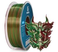 GEEETECH Filament PLA Bicolore Soie soie 1,75 mm, 1 kg/bobine pour imprimante 3D, soie vert et rouge