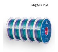 GEEETECH - Filament PLA en soie 3D, 5Kg, Surface brillante de 1.75mm, enveloppé soigné, précision dimensionnelle/-0.02mm, emballage sous vide Argent