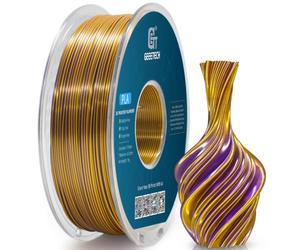 GEEETECH Filament PLA Silk Bicolore 1,75mm,1KG/bobine pour imprimante 3D, Soie Deux couleurs PLA,Or et Violet