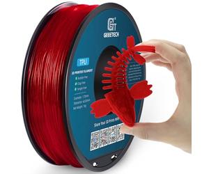 GEEETECH Filament TPU 95A 1,75 mm +/- 0,03 mm pour imprimante 3D, 1 kg 1 bobine,Rouge transparent