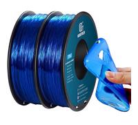 GEEETECH Filament TPU 95A 1.75mm,Filament Flexible TPU pour Imprimante 3D, 2 bobines de 1 kg,Transparent bleu+Transparent bleu