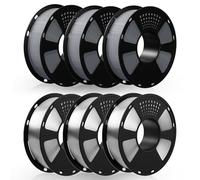 GEEETECH PETG Filament 6KG, filament 1,75 mm pour imprimante 3D, 1 kg par bobine, 6 bobines, Transparent*3 +Gris*3