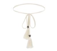 GEEHUA Ceinture tressée nouée pour femme - Ceinture fine en tissu avec chaîne de corde et pompons fins - Ceinture de vêtements pour femmes et filles - Robes et jupes, Blanc B, 173cm