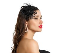 GEEHUA Chapeaux bibi pour femme pour le thé, les cocktails, les petites fleurs, les cocktails, les mariages, les carnavals, le derby, noir, 1 Count (Pack of 1)