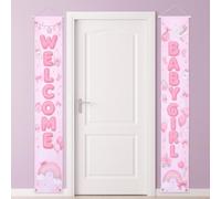GEEHUA Lot de 2 décorations de fête prénatale - Bannière rose Welcome Baby - Points forts du produit