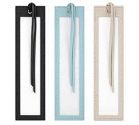 GEEHUA Lot de 3 marque-pages en cuir avec corde en cuir, bleu ciel, beige | Marque-page pour femmes, hommes, bureau, école, voyage, carnet de notes, planificateur