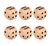 GEEHUA Lot de 6 grands cubes en bois de 30 mm - Grands dés en bois naturel - Pour l'enseignement, les jeux de société, les jeux de cartes