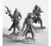Geek Art Play Lot de 3 Figurines de Jeu de rôle Cyberpunk pour Donjons et Dragons, Jeux de rôle Pathfinder. Miniatures à l'échelle de 32 mm, 7 Designs Uniques, Non peintes, idéales pour D&D/DND
