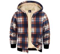 GEEK LIGHTING Sweats à Capuche Garçon Veste Polaire à Carreaux Sweat Zippé Enfant Doublée Veste à Capuche Enfant Fermeture éclair Sweatshirt d'hiver épaisse Veste à Capuche Chaude S-2XL