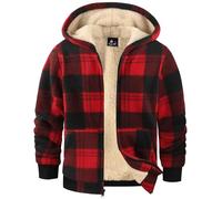 GEEK LIGHTING Sweats à Capuche Garçon Veste Polaire à Carreaux Sweat Zippé Enfant Doublée Veste à Capuche Enfant Fermeture éclair Sweatshirt d'hiver épaisse Veste à Capuche Chaude S-2XL