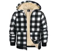 GEEK LIGHTING Sweats à Capuche Garçon Veste Polaire à Carreaux Sweat Zippé Enfant Doublée Veste à Capuche Enfant Fermeture éclair Sweatshirt d'hiver épaisse Veste à Capuche Chaude S-2XL