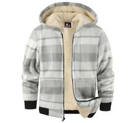 GEEK LIGHTING Sweats à Capuche Garçon Veste Polaire à Carreaux Sweat Zippé Enfant Doublée Veste à Capuche Enfant Fermeture éclair Sweatshirt d'hiver épaisse Veste à Capuche Chaude S-2XL