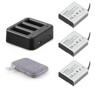 GEEKAM Batterie Caméra Sport, 3 x 1350mAh Piles Rechargeables avec 3 canaux Chargeurs Compatible avec AKASO EK7000/brave4/v50x/brave6, Apexcam, COOAU, Dragon Touch, Exprotrek, S009R, PG1050