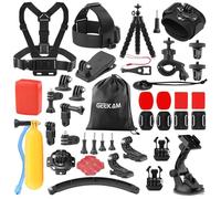 GEEKAM Kit Accessoires Caméra Sport, Compatible avec GoPro, AKASO, Campark, Crosstour, APEMAN, COOAU, Apexcam, WOLFANG, Surfola, SJCAM