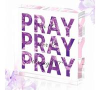 GEEKBEAR Accessoires de bureau mignons en forme de prière inspirante violette, cadeaux chrétiens pour femmes, verset de la Bible, 10,2 x 10,2 cm - Acrylique (02. Violet)