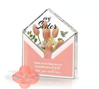 GEEKBEAR Cadeau pour grande sœur de la part d'une sœur ou d'un frère, décoration de bureau mignonne pour anniversaire, Noël, 8,9 x 10,2 cm - Acrylique (05. Sister)