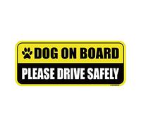 GEEKBEAR Dog on Board Aimant rectangulaire pour voiture Jaune/noir