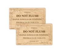 GEEKBEAR Lot de 2 panneaux de salle de bain « Do Not Flush » en acrylique, uniques, durables - 16 x 9,7 cm (bois)