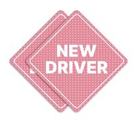 GEEKBEAR Lot de 2 panneaux de signalisation pour voiture « New Driver » - Autocollant ou aimant et options de couleur, résistant aux intempéries - Forme de diamant 12,7 x 12,7 cm (autocollant