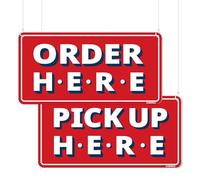 GEEKBEAR Lot de 2 panneaux Order Here Pick Up Here, rouge