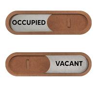 GEEKBEAR Panneau coulissant vacant/occupé (marron) - Fabriqué en bois MDF de qualité supérieure - Élégant, visible et facile à installer