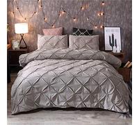 Geekcook Parure de lit 140x200,Housse de Couette Grise Noire Ensemble de literie Couvre-Lits Solides pincée pli Travail d'art Unique Reine Roi Taille 3 pcs avec taie d'oreiller-004_200x200cm