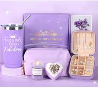 GEEKEO Cadeaux originaux d'anniversaire pour femme Tasse isotherme, bougie parfumée et boîte à bijoux de voyage Cadeaux pour amie, maman, épouse Cadeau de Noël et Saint-Valentin