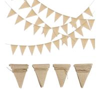 GEEKEO Guirlande Fanions Toile de Jute, 48pcs Guirlande Fanion Jute, Drapeaux Triangle Bannière Vintage pour Mariage Anniversaire Fête Baptême, Décoration Intérieure et Extérieure (Marron)